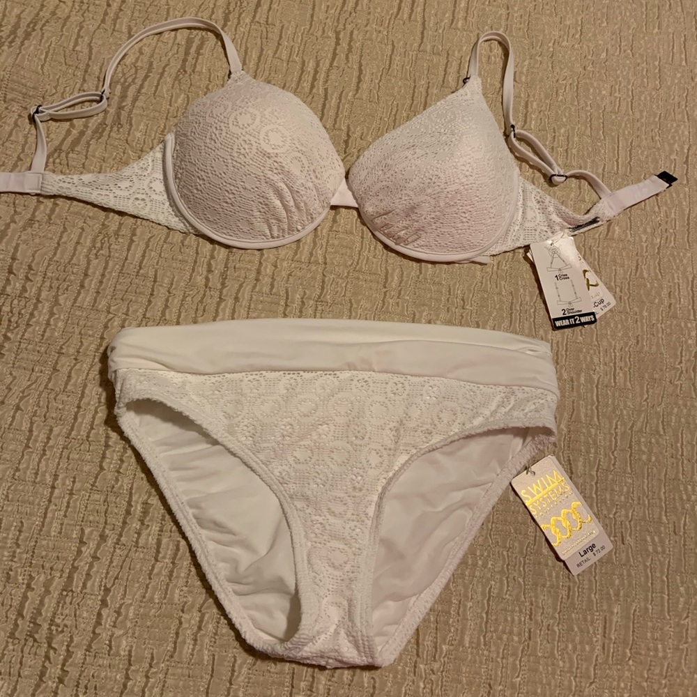 Women’s white lace bathing suit 2-piece NEW
